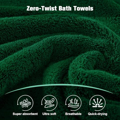 COZYART Bath Towel Set 6 PCS Formal Green Luxury 100% Turkish Cotton 650GSM | Soft Absorbent Quick Dry, OEKO‑Tex 100 Cert. Zero Twist Ring Spun Cotton, Plush, Breathable Hotel Quality Bathroom Towels - color: Formal Green