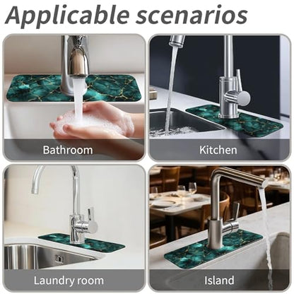 Faucet Fast Absorbent Pad - Emerald Gold Marble , Suitable For Kitchen, Bathroom, Island And Other Scenes - color: Emerald Gold Marble