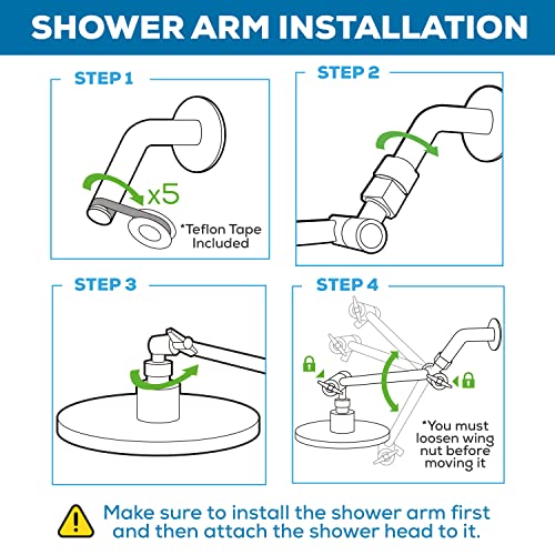 SparkPod 11" Extension Arm, Adjustable Height & Angle, Brushed Nickel | Adjustable Height & Angle, Sturdy Lock, Universal Connection, Transform your showers into rain shower experience - color: 2 - Elegant Brushed Nickel, style: 11 Inch Adjustable