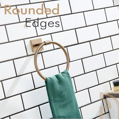 KOKOSIRI Hand Towel Holder Wall Mounted Towel Ring Bathroom Accessories Shower Towel Hanger Rack Stainless Steel Champagne Bronze, B3010CPG - color: Champagne Bronze