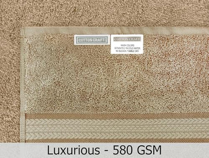 COTTON CRAFT Ultra Soft 6 Piece Towel Set - 100% Cotton Towels - Linen | Absorbent 580 GSM Quick Dry Everyday Premium Luxurious Bathroom Towels - 2 Large Bath Towels, 2 Hand Towels, 2 Washcloths - color: Linen, size: 6 Piece Towel Set