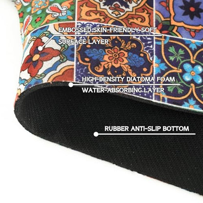 Mexican Ceramic Tile Kitchen Sink Splash Guard Faucet Mat,Faucet Non-slip Absorbent Mat,Farmhouse Sink Splash Guard Behind Faucet for Kitchen Bathroom, 15"x5.5" - color: Drying Faucet Mat 5