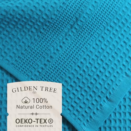 GILDEN TREE Waffle Towel Set Quick Dry Thin | 2 Bath Towels | 2 Hand Towels | 2 Washcloths, Classic Style (Aqua) - color: Aqua, size: Bath Towel Set