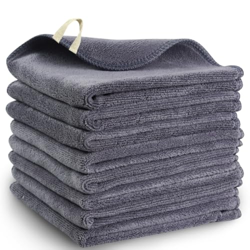 Nugilla Makeup Remover Cloth 12 x 12 Inch, Reusable Makeup Remover Towels for Washing Face, 8 Pack Washable Microfiber Face Cloth Fast Drying Washcloth, Grey - color: Grey