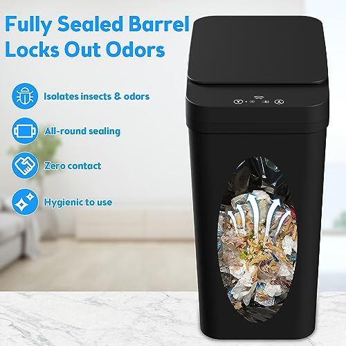 Bathroom Trash Can with Lid, KOEYLE 2 Pack 2.2 Gallon Automatic Touchless Garbage Can, Small Motion Sensor Smart Trash Can, Slim Waterproof Trash Bin for Bedroom, Bathroom, Office, Living Room (Black) - color: 2 Pack 2.2 Gallon Black