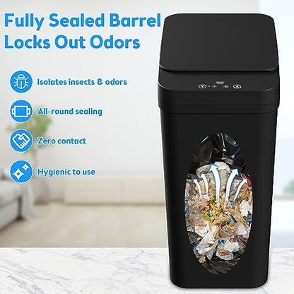 Bathroom Trash Can with Lid, KOEYLE 2 Pack 2.2 Gallon Automatic Touchless Garbage Can, Small Motion Sensor Smart Trash Can, Slim Waterproof Trash Bin for Bedroom, Bathroom, Office, Living Room (Black) - color: 2 Pack 2.2 Gallon Black
