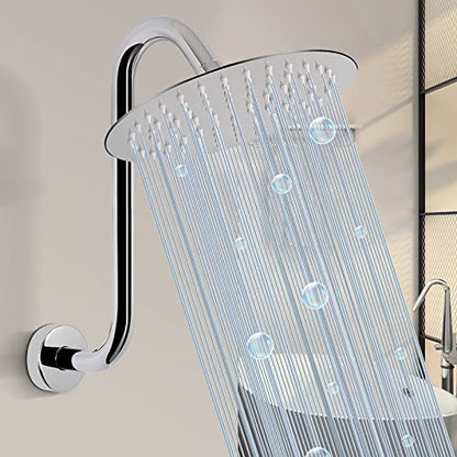 S Shaped Shower Arm, High Rise Shower Head Extension Pipe Standard 1/2" Connection with Flange, Awesome Shower Experience-Stainless Steel Bathroom Accessory(12 Inch S Shape, Chrome Finish) - color: Chrome Finish, style: 12" S Shape