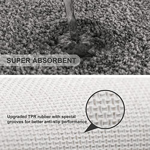 VANZAVANZU Bath Mats Non Slip Ultra Soft Absorbant Microfiber Fluffy Thick Bathroom Rugs Machine Washable (16"x24", Dark Gray) - color: Dark Gray, size: 16"x24"