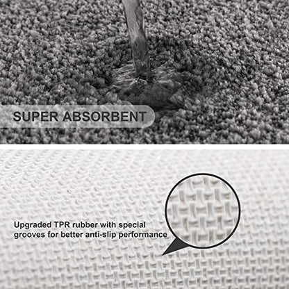 VANZAVANZU Bath Mats Non Slip Ultra Soft Absorbant Microfiber Fluffy Thick Bathroom Rugs Machine Washable (16"x24", Dark Gray) - color: Dark Gray, size: 16"x24"