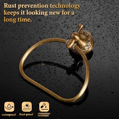 2 Pcs Antique Brass Toilet Paper Holder Towel Ring Set, Vintage Bathroom Hardware, Wall Mounted Toilet Tissue Holder Hand Towel Ring, Rustproof Brass Bathroom Accessories(Style 1) - style: Style 1