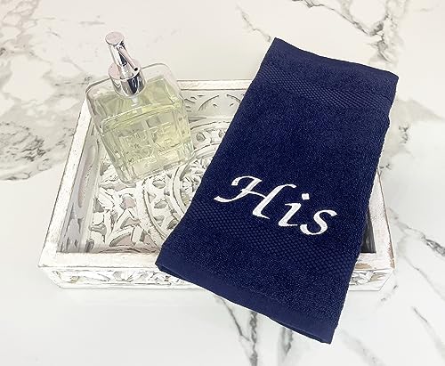 Liberty21 His and Hers Embroidered Wash Cloths Towel Set for Couples. This Set Includes 2 Washcloth Towels for Body and Face. His and Hers Gifts. 100% Cotton. (Blue) - color: Blue