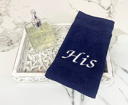 Liberty21 His and Hers Embroidered Wash Cloths Towel Set for Couples. This Set Includes 2 Washcloth Towels for Body and Face. His and Hers Gifts. 100% Cotton. (Blue) - color: Blue