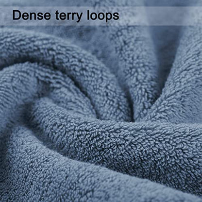 Cleanbear 100% Cotton Hand Towels 2-Pack, Highly Absorbent, 13” x 28” | Soft and Quick-Drying Hand Towels for Bathroom, Kitchen, Gym (Blue-Grey) - color: Blue-grey