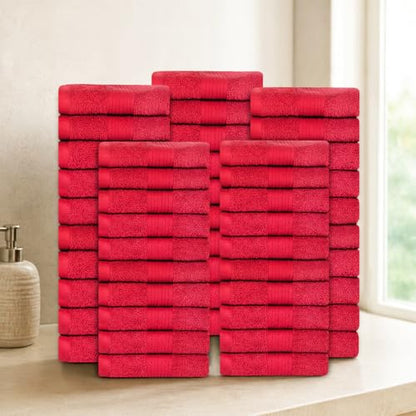 100% Cotton Washcloths 12x12 Inches, 600 GSM, Soft & Absorbent, Durable, Set of 50, Red - color: Red, size: Washcloth Set of 50