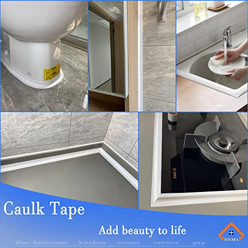 TOUSEA White 1.5"x10.5ft Peel and Stick Caulk Tape for Toilet, Tub, Kitchen | White or Clear Sealing Tape for Toilet, Tub, Sink, Bath Peel and Stick Backsplash - Renter Friendly, Easy Install - style: White-1.5IN-10.5FT-A