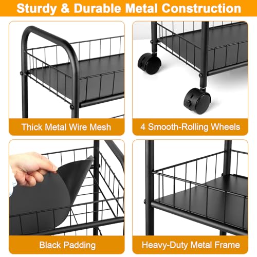 6-Tier Slim Rolling Storage Cart with Wheels Storage Carts Metal Utility Organizer, Narrow Mobile Shelving Unit for Kitchen, Bathroom, Laundry, Office (10in)