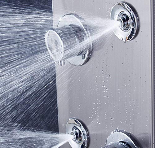ELLO&ALLO Stainless Steel Shower Panel Tower System,LED Rainfall Waterfall Shower Head 6-Function Faucet Rain Massage System with Body Jets, Brushed Nickel