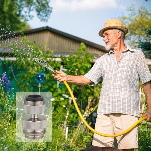 Hibbent Faucet Adapter Kit, Swivel Aerator Adapter to Connect Garden Hose - Multi-Thread Kitchen Sink Faucet to Garden Hose Adapter 3/4 Inch - Brushed Nickel - color: Brushed Nickel, style: Swivel Garden Hose Adapter