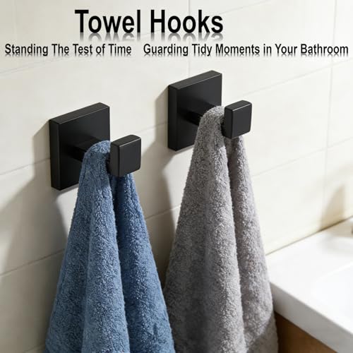 Bathroom Hardware Set 15 Piece Matte Black Bathroom Accessories Set SUS304 Towel Bar Set Includes 3 Towel Bar 24 Inch+3 Towel Holder+3 Toilet Paper Holder+6 Towel Hooks (15, Matte Black, 24 Inch) - color: Matte Black, size: 24 Inch