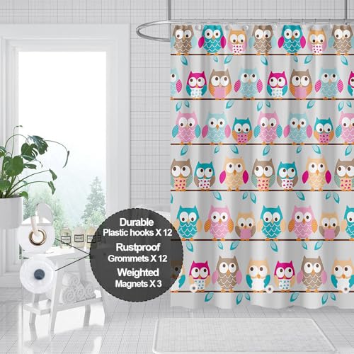 Plastic Shower Liner - Premium PEVA 4G Shower Curtain Liner with Rustproof Grommets and 3 Weighted Magnets, Waterproof Shower Curtain for Bathroom… (Owl, 72”*72”) - color: Owl, size: 72”*72”