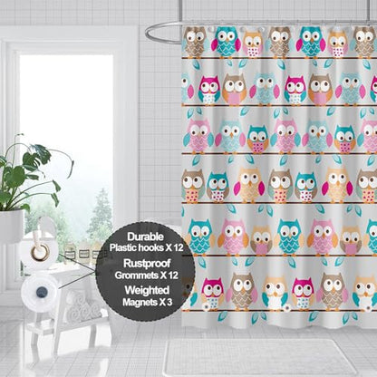 Plastic Shower Liner - Premium PEVA 4G Shower Curtain Liner with Rustproof Grommets and 3 Weighted Magnets, Waterproof Shower Curtain for Bathroom… (Owl, 72”*72”) - color: Owl, size: 72”*72”