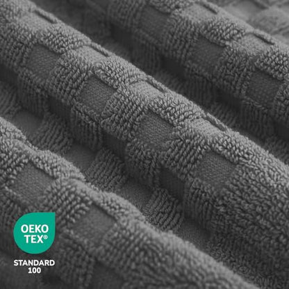 Feather & Stitch 100% Cotton 625 GSM Bath Towel Set of 6, Ultra Soft Highly Absorbent 2 Bath Towels, 2 Hand Towels & 2 Washcloth - Luxury Quick Dry Shower Towels (Dark Grey) - color: Dark Grey