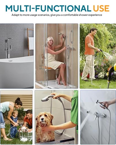 Extra Long 196 Inch Shower Hose, Flexible Stainless Steel Handheld Shower Hose, with Brass Insert and Nut - size: 196 inches