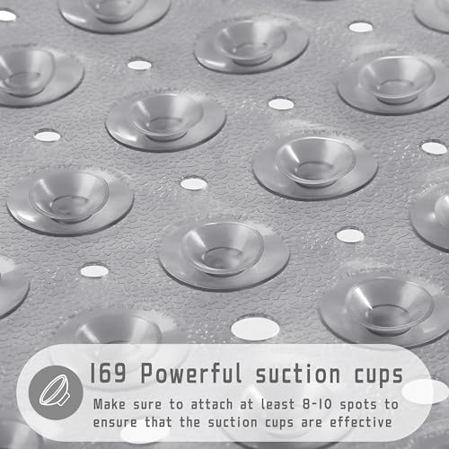 Yimobra Shower Mat 21X21 Inch Square, Non Slip Bathtub Mat with Large Suction Cups&Drain Holes, Soft Fast Dry Shower Stall Mats for Inside Shower, Machine Washable BPA-Free,Bath Essentials, Clear Gray - color: Clear Gray, size: 21 x 21 inches