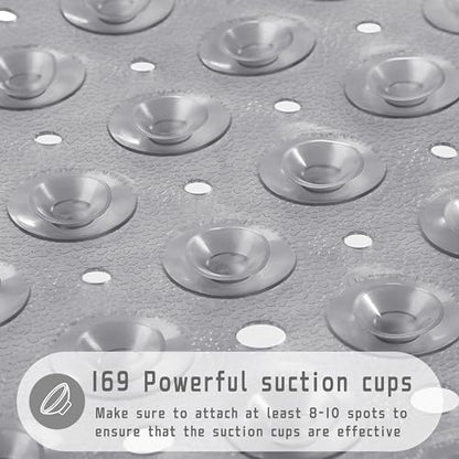 Yimobra Shower Mat 21X21 Inch Square, Non Slip Bathtub Mat with Large Suction Cups&Drain Holes, Soft Fast Dry Shower Stall Mats for Inside Shower, Machine Washable BPA-Free,Bath Essentials, Clear Gray - color: Clear Gray, size: 21 x 21 inches
