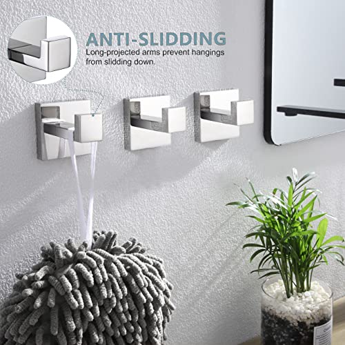 KOKOSIRI Bathoom Towel Hook Wall Mount Square Bath Robe Hook Coat Hook Kitchen Garage Heavy Duty SUS 304 Stainless Steel 3 Pack Polished Chrome B1010CH-P3 - color: Polished Chrome, size: 3 Pack