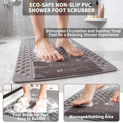 Bath Tub Shower Mat with Soft Shower Foot Scrubber Mat for Massage,Non Slip Bathtub Mat with Strong Suction Cups, Silicone Shower Foot Scrubber Mat (Gray, 31.5" X 19.7"(Rectangular)) - color: Gray, size: 31.5" x 19.7" (Rectangular)