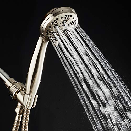 AquaDance High Pressure 6-Setting Hand Held Shower Head with Extra-Long 6 Foot Hose & Bracket – Anti-Clog Nozzles - USA Standard Certified - Top U.S. Brand - ALL BRUSHED NICKEL - color: Brushed Nickel