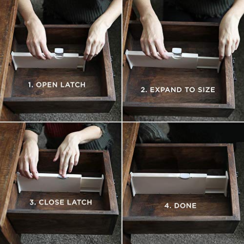 4 Adjustable Drawer Dividers, Organize Silverware and Utensils in Home Kitchen, Divider for Clothes in Bedroom Dresser, Designed to Not Snag Underwear and Bra Fabrics, Bathroom Storage Organizers - size: 4" Tall, 11"-17" Long, 4 Pack