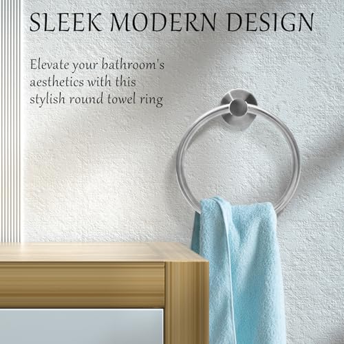 Brushed Nickel Towel Ring, Stainless Steel, 1 Pack | Hand Towel Holder, Modern Rack Hanger, Round, Bathroom Wall Mounted - color: Brushed Nickel, size: 1 Pack