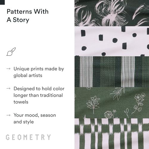 GEOMETRY Kitchen Tea Towels - Quick Dry Microfiber Dish Towels for Kitchen - Meadow 18" x 30" - 5 Pack - color: All Lined Up, style: Kitchen Towel - Quintuple