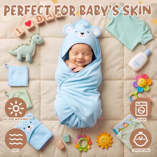 Tegeme 24 Pcs Large Hooded Baby Towel with Washcloths,Mixed | Ultra Absorbent, Toddler, 6 Bath Towel, 18 Washcloths 10inch, Coral Fleece, Newborn, Infant, Boy, Girl, Baby Shower, Birthday - style: Mixed