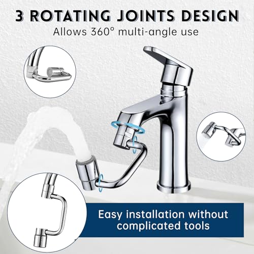 2 PCS 1080° Swivel Faucet Extender, 1440° Rotatable Faucet Extension | 2 Mode Adjustable Rotating Universal Sink Faucet for Kitchen Bathroom Sink Silver