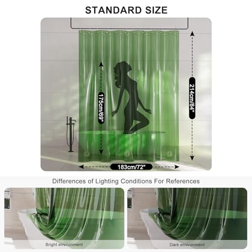 AmazerBath Extra Long Shower Curtain Liner, 100% EVA Clear Green Heavy Duty 84 inch Shower Curtain and Liner 2-in-1, 72x84 Plastic Weighted Bathroom Shower Liner, 12 Grommets & 3 Heavyweight Stones - color: Rainbow Emerald, size: 72"W x 84"L (Pack of 1)