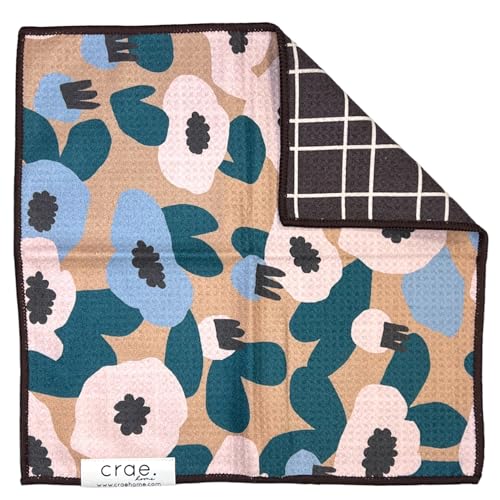 Reversible Microfiber Washcloths, Waffle Weave Dish Cloths for Everyday Use | 12x12 Inch, Super Absorbent, Quick Drying, Lint-Free, Scratch-Free, Kitchen, Household & Cars, Lilly Plaid, Cream/Multi Towel - color: Lilly Plaid- Cream/Multi, size: Wash Cloth