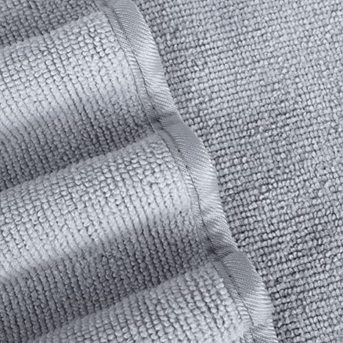 POLYTE Quick Dry Lint Free Microfiber Hand Towel, 16 x 30 in, Set of 4 (Gray) | 4 Pack, Oversize, Lint Free, Hanging Loop - color: Gray