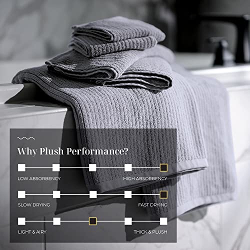 Luxury Performance 4-Piece Hand Towel Set | Patented Quick-Dry Tech | Ultra Soft | 16" W x 30" L | Pebble (Light Grey) - color: Pebble, size: 4 Hand Towels