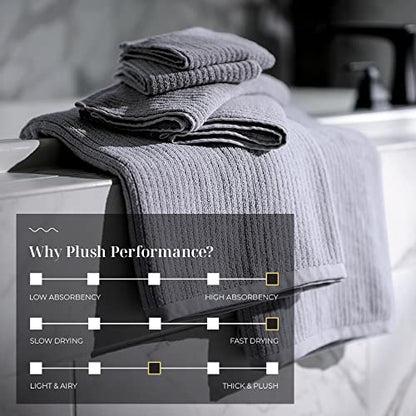 Luxury Performance 4-Piece Hand Towel Set | Patented Quick-Dry Tech | Ultra Soft | 16" W x 30" L | Pebble (Light Grey) - color: Pebble, size: 4 Hand Towels