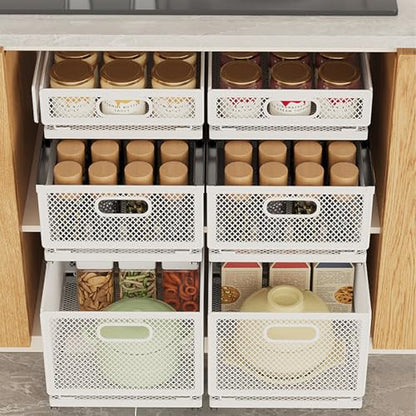 Pull Out Cabinet Organizer, Slide Out Drawers Fixed with Adhesive Nano Film, Pantry Shelves Sliding Drawer Storage Organization for Kitchen (Double Layer 15.7*9.4*12.28inch/40*24*31.2cm) - size: 15.7*9.4*12.28inch/40*24*31.2cm