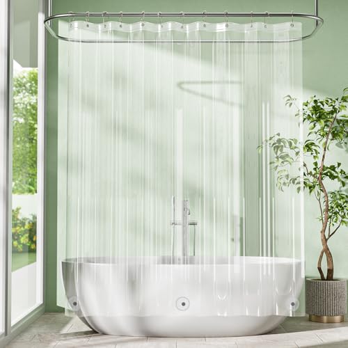 Long Shower Curtain Liner with Magnets, 72 x 78 Plastic Clear Shower Liner PEVA Waterproof Medium Weight Inside Shower Curtains Liner for Bathroom with Rustproof Grommets - color: Clear, size: 72"W x 78"L (Pack of 1)
