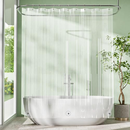 Long Shower Curtain Liner with Magnets, 72 x 78 Plastic Clear Shower Liner PEVA Waterproof Medium Weight Inside Shower Curtains Liner for Bathroom with Rustproof Grommets - color: Clear, size: 72"W x 78"L (Pack of 1)