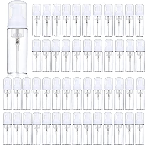 35 Pack 2 oz Foam Pump Bottles, Refillable Soap Dispenser, Daily Use | Clear foam pump bottle for diluted liquid soap, facial cleanser, body wash, shampoo, bathroom, kitchen, vanity and travel use - color: Clear