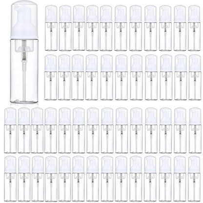 35 Pack 2 oz Foam Pump Bottles, Refillable Soap Dispenser, Daily Use | Clear foam pump bottle for diluted liquid soap, facial cleanser, body wash, shampoo, bathroom, kitchen, vanity and travel use - color: Clear