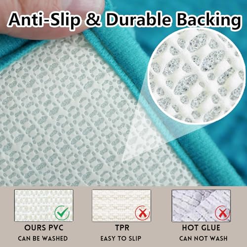 Bathroom Rugs Chenille, Extra Thick and Absorbent, Non-Slip, Machine Washable, Dry Quckily, Soft Cozy Plush, Used Under Shower Bathtub and Sink, Bath Mat Sets Turquoise - color: Light Blue, size: 20 x 32 inch + 20 x 20 inch (U-Shape)
