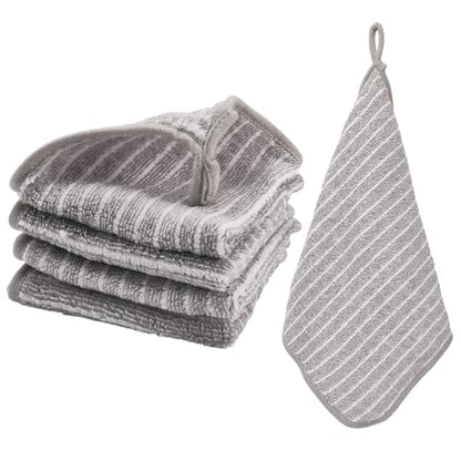Microfiber Cleaning Cloth 4Pcs Hangable Cleaning Towels Super Absorbent Hand Dry Towels Square Dish Rags for Bathroom Household Kitchen Window Sports Grey 9.84x9.84 Inch - style: 4Pcs Grey
