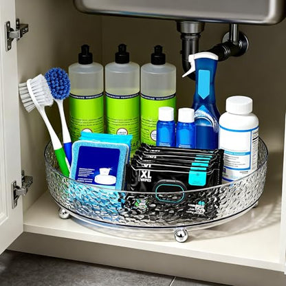 Dezzer 360° Rotating Makeup Organizer, 11" Clear Perfume Organizer Turntable Lazy Susan for Vanity, Pantry, Bathroom Counter, Cabinet, Spinning Cosmetic Storage Holder for Skincare, Perfume, Lotions - size: 11 inch